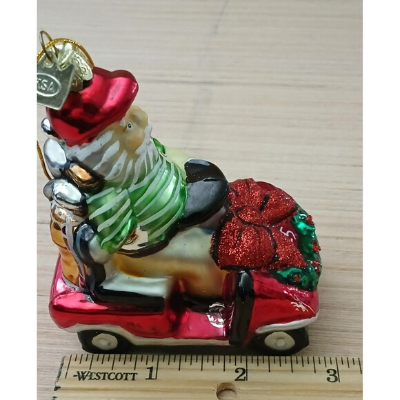 Santa Claus Driving Golf Cart "I love Golf" Glass Christmas Ornament Gift Idea - Picture 11 of 11